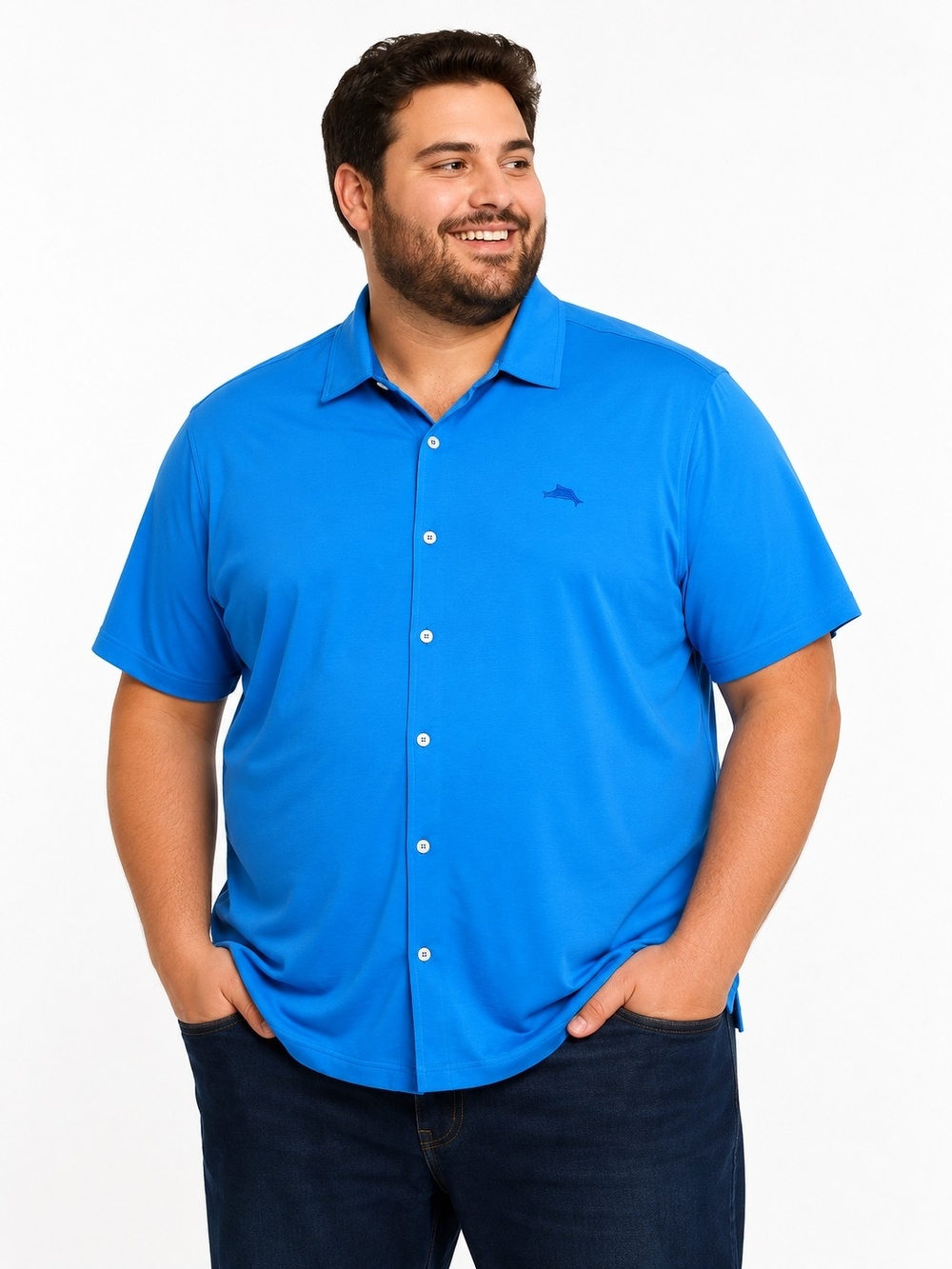 Tommy Bahama Men's Short-Sleeve Button-Down Shirt in Bright Blue